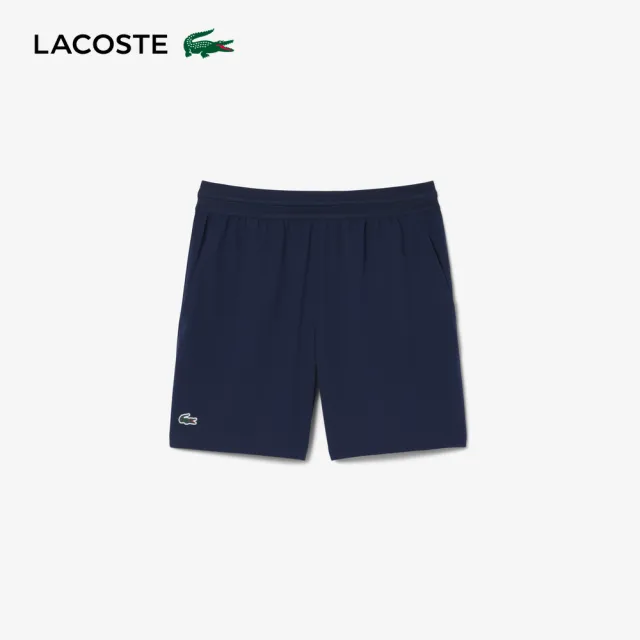 【LACOSTE】男裝-快乾透氣彈性網球短褲(海軍藍)