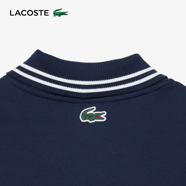 【LACOSTE】男裝-半襟拉鍊長袖Polo衫(海軍藍)