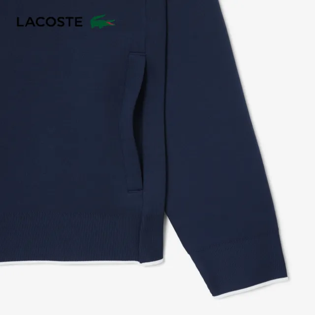 【LACOSTE】男裝-半襟拉鍊長袖Polo衫(海軍藍)