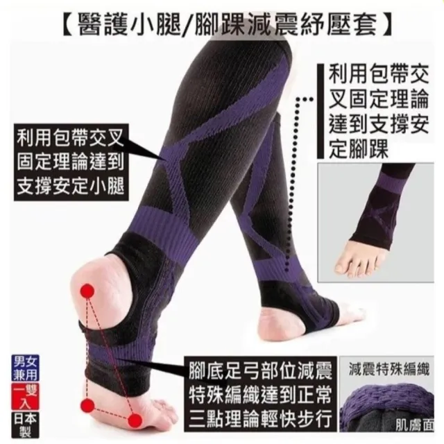 【海夫健康生活館】百力肢體裝具(未滅菌) ALPHAX 醫護小腿腳踝 減震紓壓套 日本製