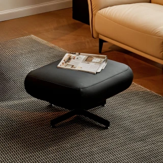 【hoi! 好好生活】林氏木業花瓣生態牛皮休閒腳踏 DY205 沼澤黑