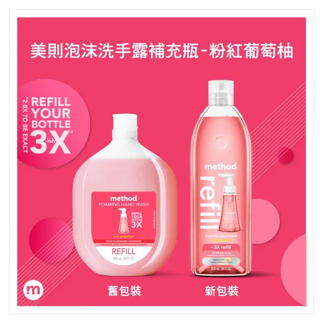 【method 美則】洗手乳、泡沫洗手露4件組(3罐補充瓶+1罐洗手)