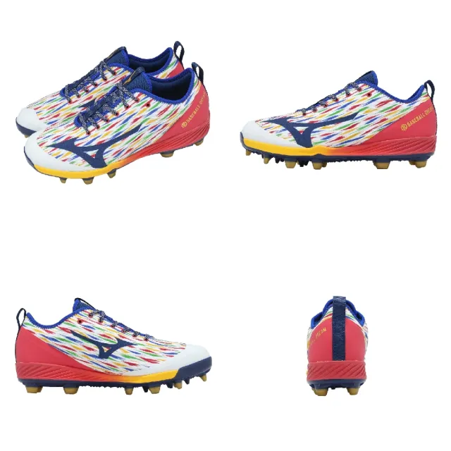 【MIZUNO 美津濃】棒壘球鞋 Cushionrevo Pro TPU CR 男鞋 藍 紅 回彈 11GP2630-01