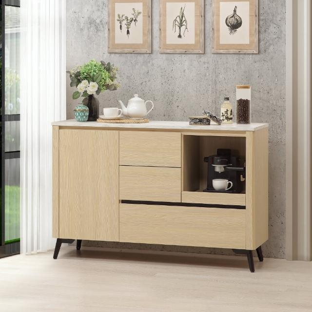 【WAKUHOME 瓦酷家具】LAMP暖調工業風原橡木4尺仿石面餐櫃A011-623