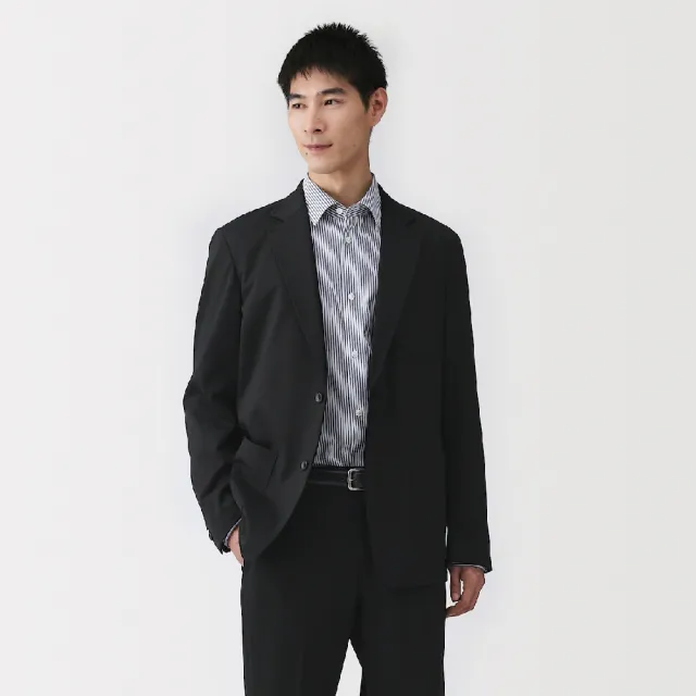 【MUJI 無印良品】男彈性針織外套(深灰/黑色/暗藍)