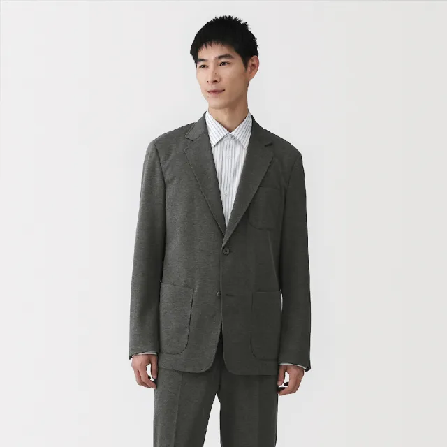 【MUJI 無印良品】男彈性針織外套(深灰/黑色/暗藍)