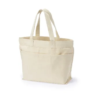 【MUJI 無印良品】帆布橫型托特包(黑色/原色/卡其綠)