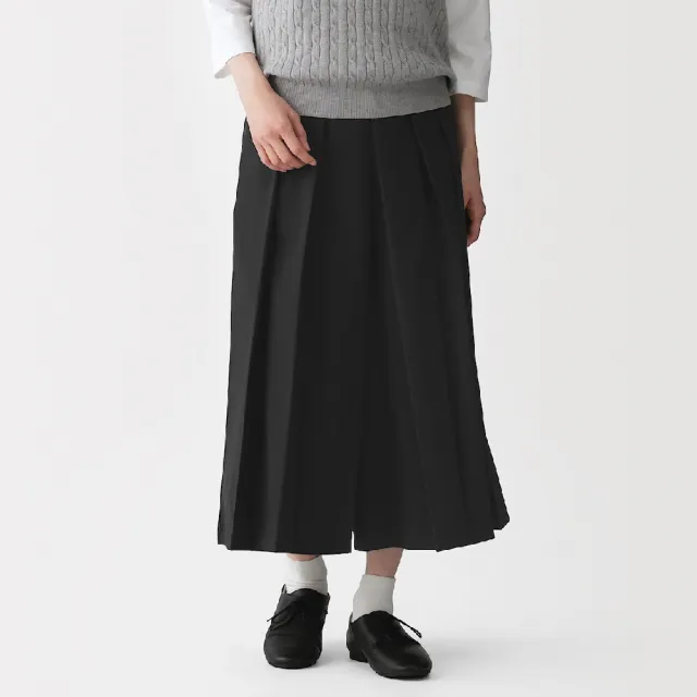 【MUJI 無印良品】女二重織日式和服寬襬褲(黑色/深藍/灰色/象牙白)