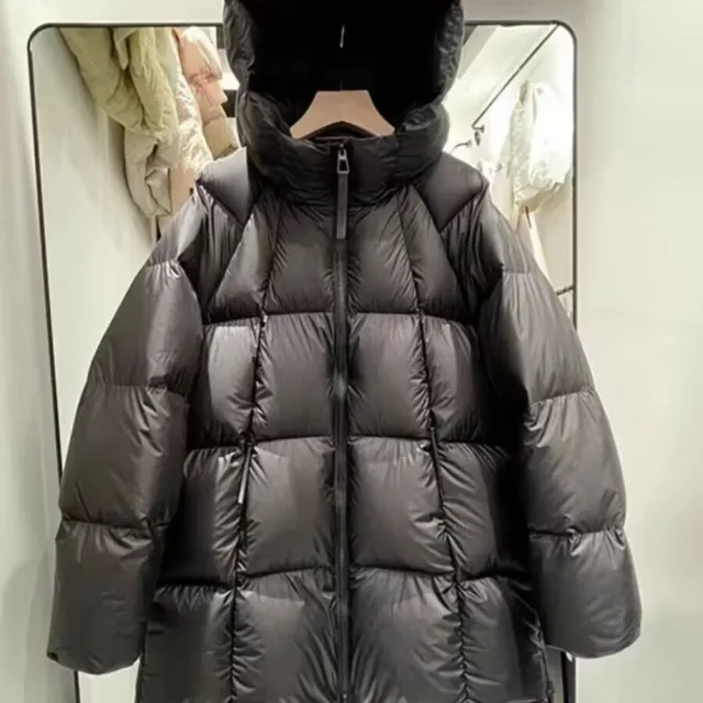 【巴黎精品】極速出貨 真羽絨90%鴨絨超高充绒量羽絨外套羽絨衣夾克(保暖純色連帽羽絨服女外套5款a1ii82 C)