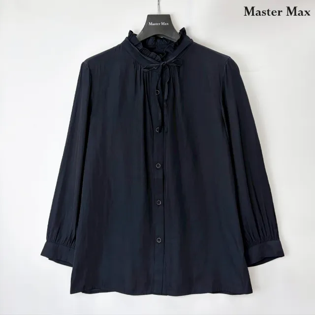 【Master Max】超舒服軟質花邊領口長袖襯衫(8427138)