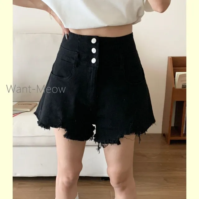 【Want-Meow】90公斤可穿/腰細腿超長/超寬腰帶彈力抽鬚3排顯瘦彈力抽鬚牛仔短褲中大尺碼(大尺碼/大碼/短褲)