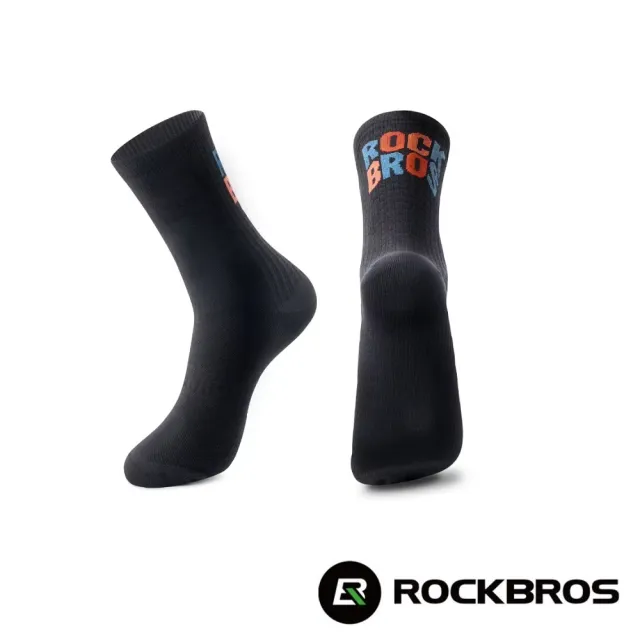 【ROCKBROS】洛克兄弟 印花中筒襪(黑/白/綠3入1組) (中筒襪/長筒襪/襪子/車襪/透氣車襪/單車)