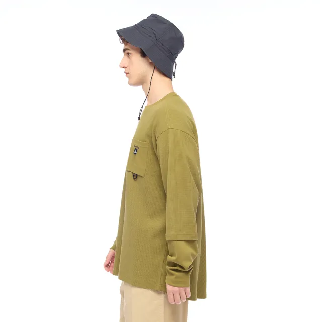 【NAUTICA】官方旗艦 City Boy系列 男裝 華夫格假兩件機能口袋長袖T恤(綠色)