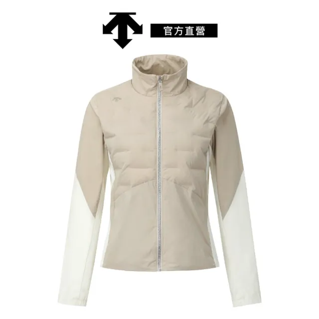 【DESCENTE】GOLF 迪桑特 女士 拼接修身羽絨外套(卡其色)