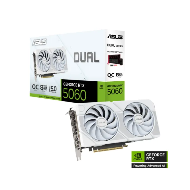 【ASUS 華碩】Dual GeForce RTX™ 5060 White OC Edition 8GB GDDR7 超頻版 顯示卡