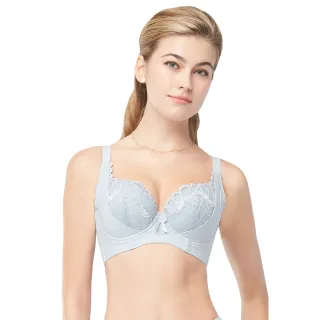 【Swear 思薇爾】美波曲線系列B-H罩蕾絲包覆背心型塑身女內衣(晨煙藍)
