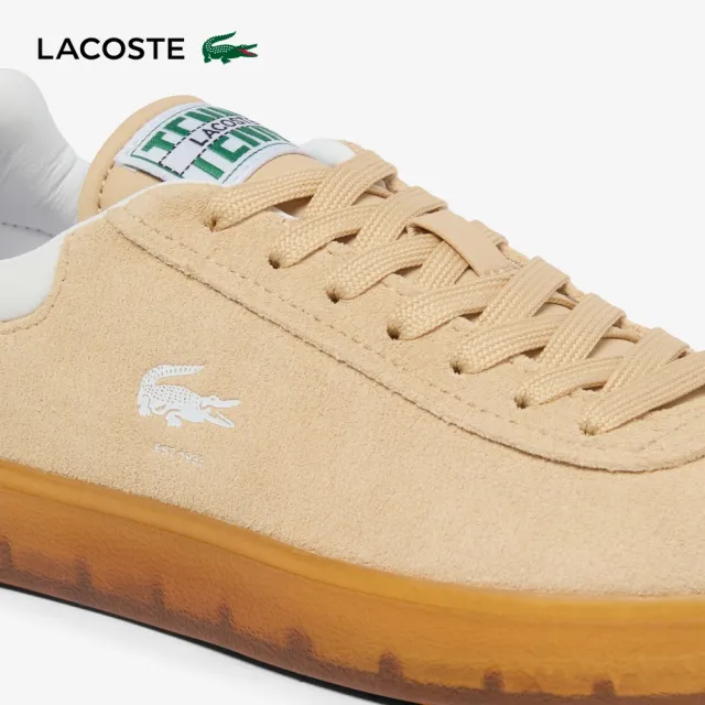 【LACOSTE】女鞋- Baseshot 麂皮運動休閒鞋(卡其色)