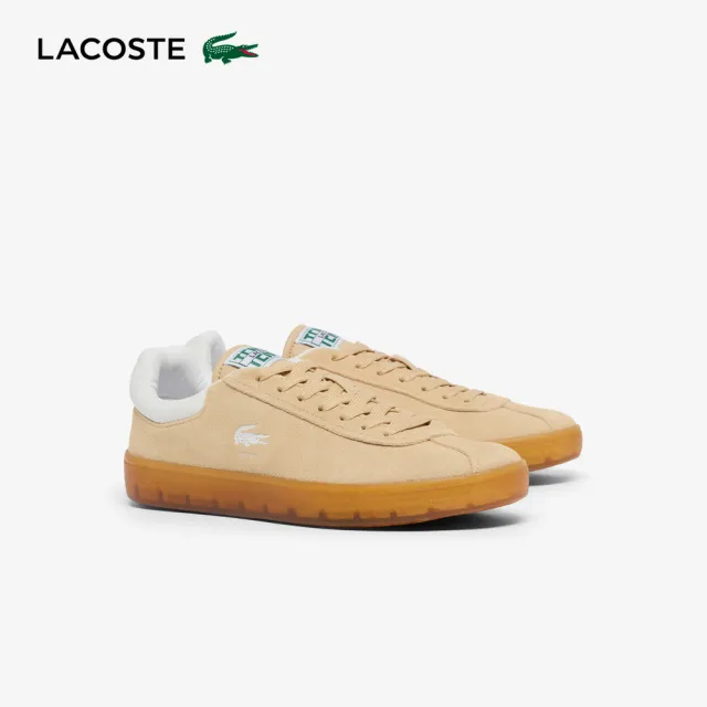 【LACOSTE】女鞋- Baseshot 麂皮運動休閒鞋(卡其色)