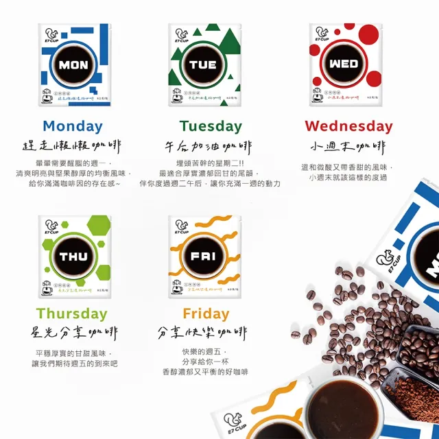 即期品【E7CUP】工作日誌綜合濾掛量販包(8g*50入)