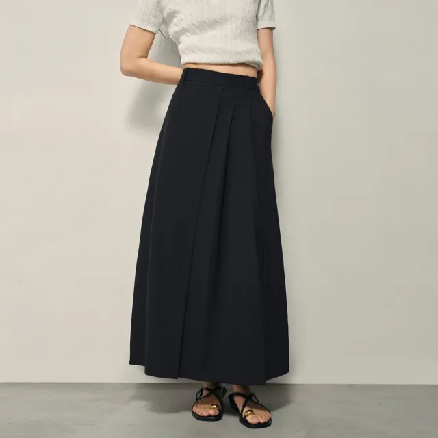【GIORDANO 佐丹奴】韓系選品 女裝不對稱壓褶設計感長裙(多色任選)