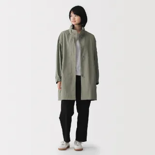 【MUJI 無印良品】女撥水加工連帽可收長版大衣(象牙白/煙燻綠/暗藍)