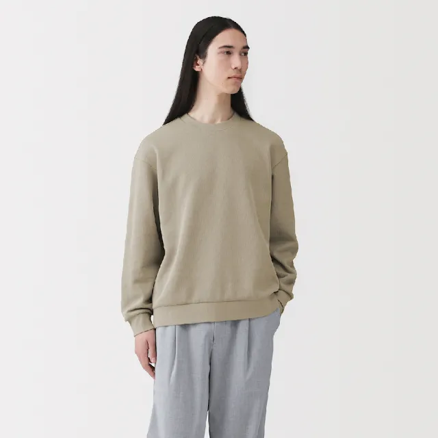 【MUJI 無印良品】男二重織圓領套衫(淺灰/黑色/卡其/煙燻藍/暗藍)