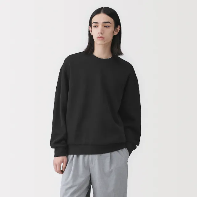 【MUJI 無印良品】男二重織圓領套衫(淺灰/黑色/卡其/煙燻藍/暗藍)