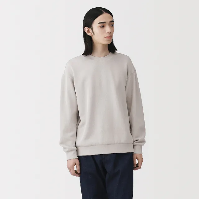 【MUJI 無印良品】男二重織圓領套衫(淺灰/黑色/卡其/煙燻藍/暗藍)