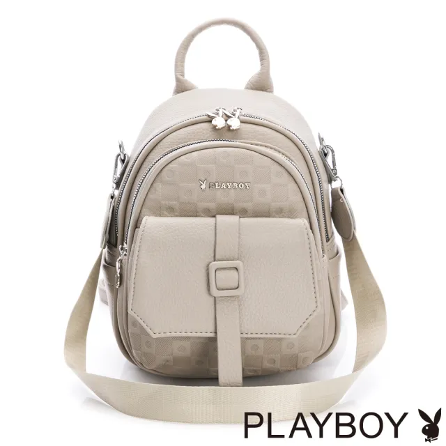 【PLAYBOY】後背包可肩背 Chunk系列 - 卡其色