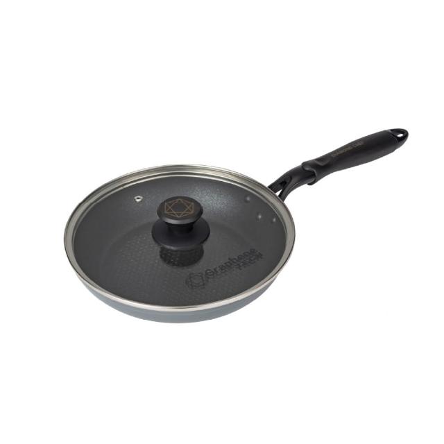 【DIAMOND CHEF】黑金石墨烯不沾鍋平底鍋24cm(含蓋/IH爐可用/平煎鍋)