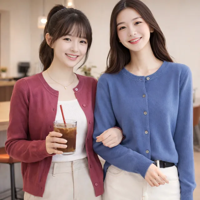 【ONEY 歐妮】★買一送一 抗溫差圓領針織外套(四季/針織/女外套)