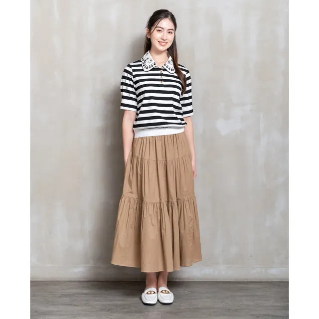 【perng yuh 芃諭名品】摩登巴黎 雕花領 條紋 棉質上衣(2026 SS Collection|5A春夏新品上市)