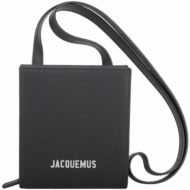 【JACQUEMUS】Le Gadjo 字母標誌肩背掛頸卡片夾 皮夾-黑色 法國小眾精品