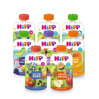 【HiPP】喜寶生機水果趣100g*8入(黑棗黑醋栗/水蜜桃野莓/蘋果草莓/西洋梨/蘋果/香蕉/芒果/奇異果 口味任選)