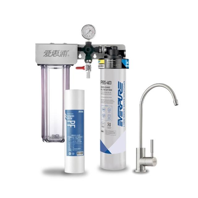 【EVERPURE 愛惠浦】櫥下型 PURVIVE Duo-PBS400兩道式生飲淨水器(升級不鏽鋼龍頭/前置PP)