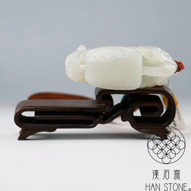 【漢石齋】天然和田玉 貔貅玄武玉佩小手把件 白玉(32*57*22mm)