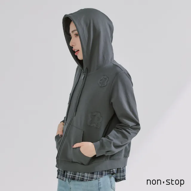 【non-stop】立影花語連帽拉鍊外套-2色