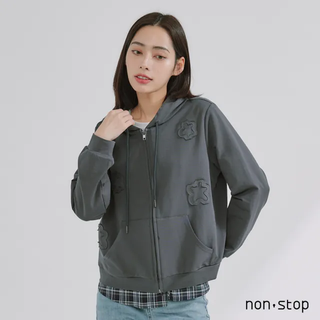 【non-stop】立影花語連帽拉鍊外套-2色