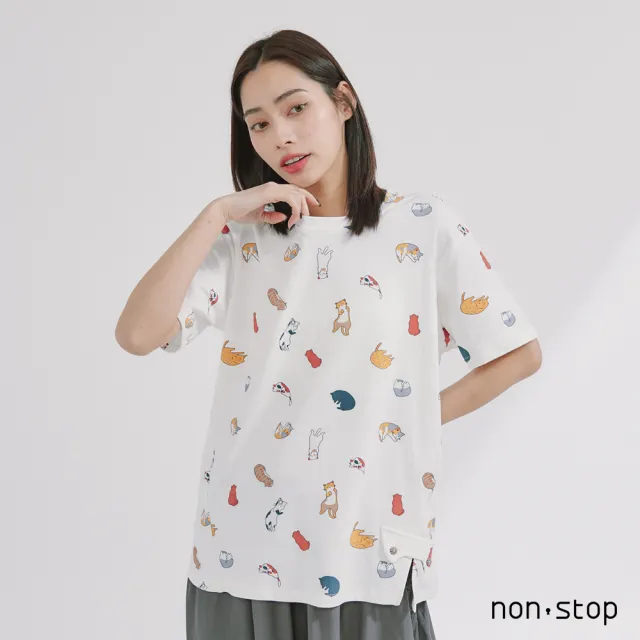 【non-stop】懶貓日常滿版印花T恤-2色