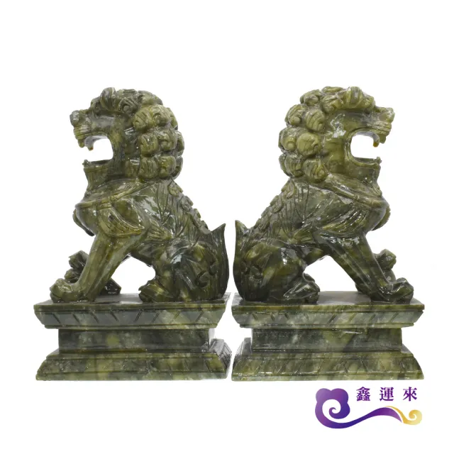 【鑫運來】◎青玉雙獅聚財擺件(大)