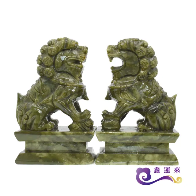 【鑫運來】◎青玉雙獅聚財擺件(中)