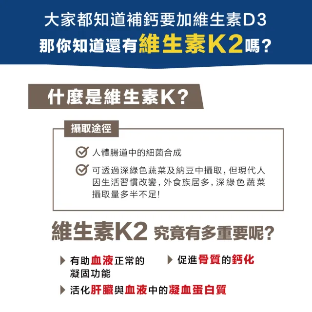 【LOVITA 愛維他】K2+D3素食膠囊 3入組 共90顆