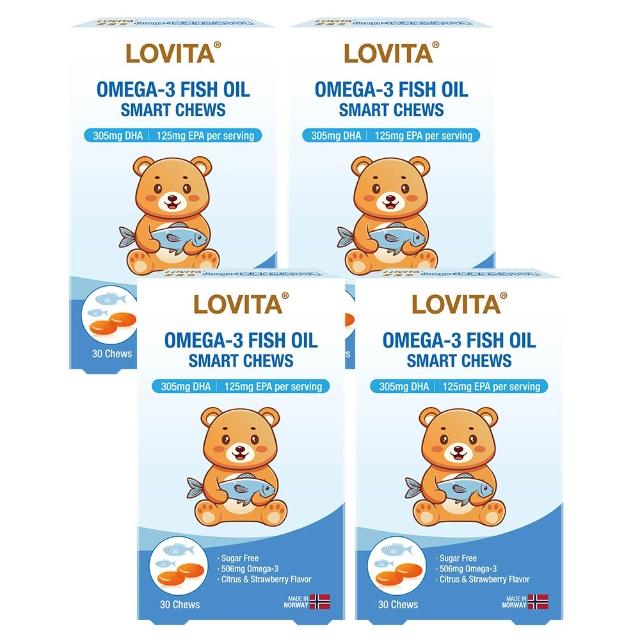 【LOVITA 愛維他】Omega-3高濃度魚油QQ凍*4盒 30顆/盒 共120顆