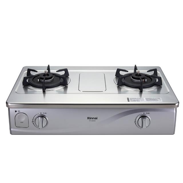 Rinnai林內牌 RTS-Q230S Rinnai 林內牌 RTS-Q230S 臺爐式瓦斯爐,採用耐用不鏽鋼爐臺,雙口設計搭配傳統外擴火焰爐頭,提供穩定高效加熱。電子點火系統操作簡易,支援 LPG 液化瓦斯及 NG 天然瓦斯,消耗量液化 8.2kW、天然氣 8.7kW。尺寸 702×217×443 mm,第一級能源效率,熱效率達 52%。標準安裝,臺灣製造,享 1 年保固,適閤家庭廚房使用。