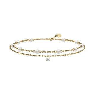 【ALUXE 亞立詩】10K金 天然淡水珍珠 鑽石手鍊 單鑽雙鍊 珍愛系列 Be Loved BR0215(珍愛系列 Be Loved)