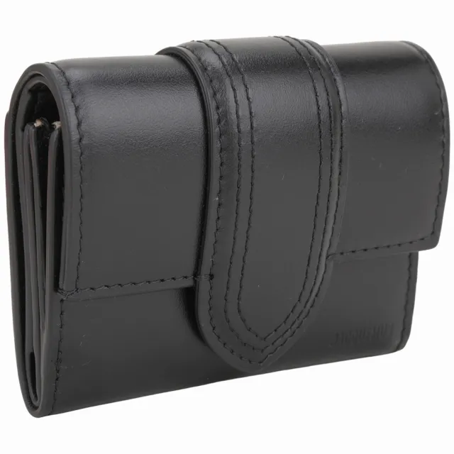 【JACQUEMUS】Le porte Bambino 經典小牛皮壓扣三折短夾-黑色 南法小眾精品