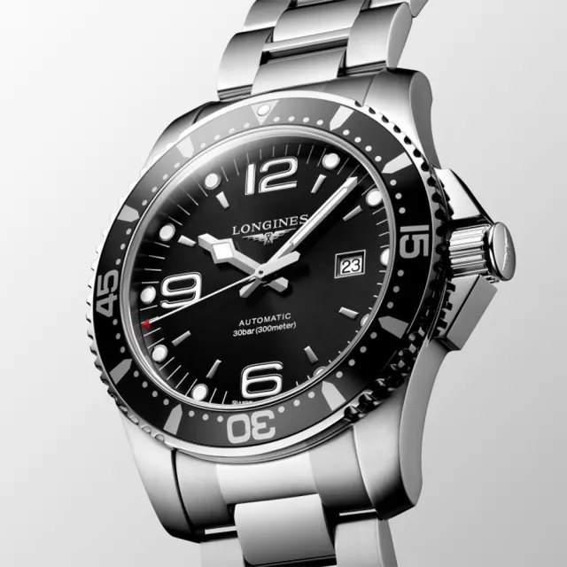 【LONGINES 浪琴】黑水鬼 Conquest 征服者300米潛水64小時動力儲存機械錶-黑/44mm(L3.841.4.56.6)