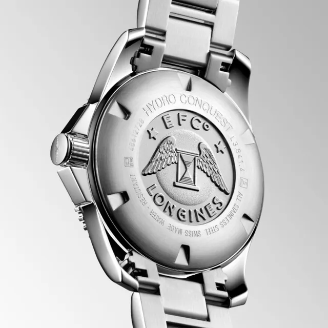【LONGINES 浪琴】黑水鬼 Conquest 征服者300米潛水64小時動力儲存機械錶-黑/44mm(L3.841.4.56.6)