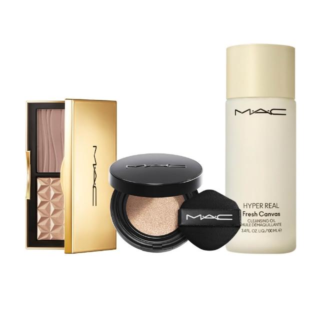 【M.A.C】造山美顏霧絲絨氣墊粉餅組(超持妝霧絲絨氣墊粉餅SPF 50/PA+++/口袋雙色修容打亮盤 7g _雙11限定)