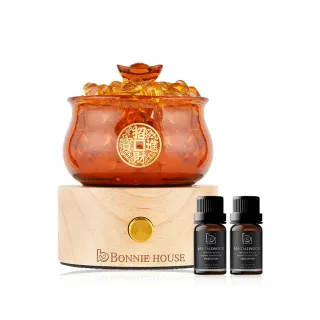 【Bonnie House 植享家】金檀富貴賞香組(檀木精油5ml*2+金元寶賞香儀)